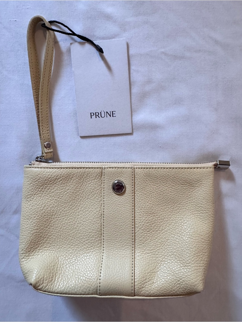 NWT Prüne Leather Makeup Bag / Clutch / Pouch, in Butter Yellow with Dust Bag